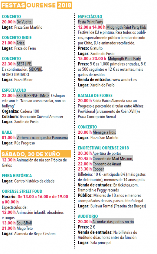 Programa Fiestas Ourense